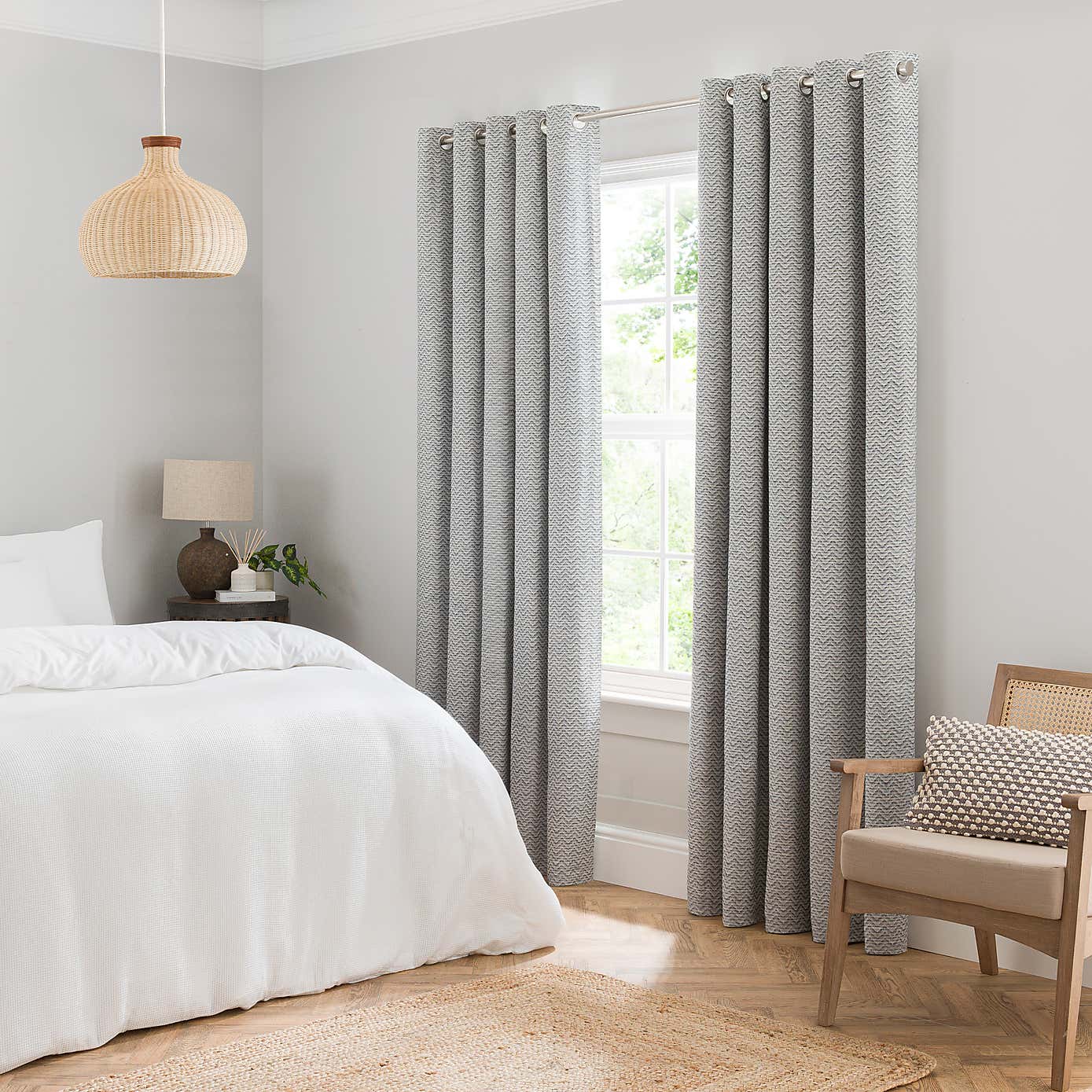 Frankie Herringbone Blackout Eyelet Curtains