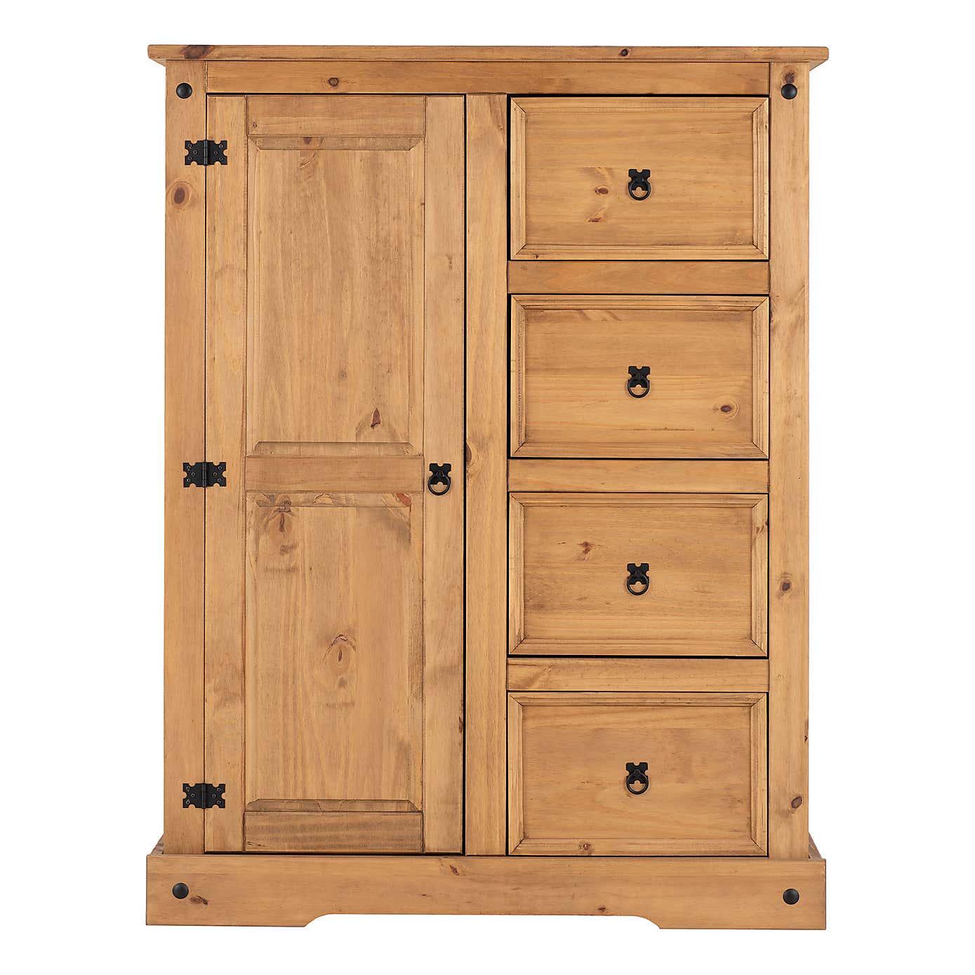 Corona Pine Single 4 Drawer Wardrobe