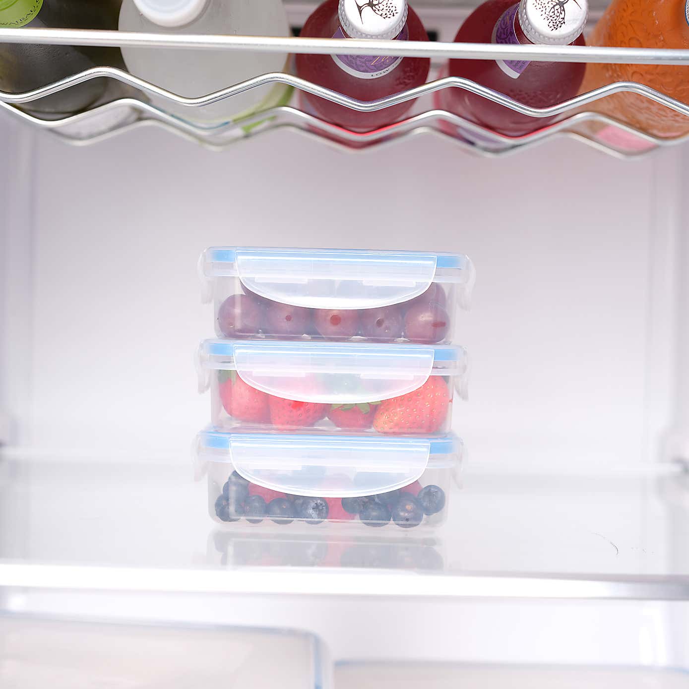 ADDIS Set of 3 Rectangular 0.24L Clip Tight Storage Containers