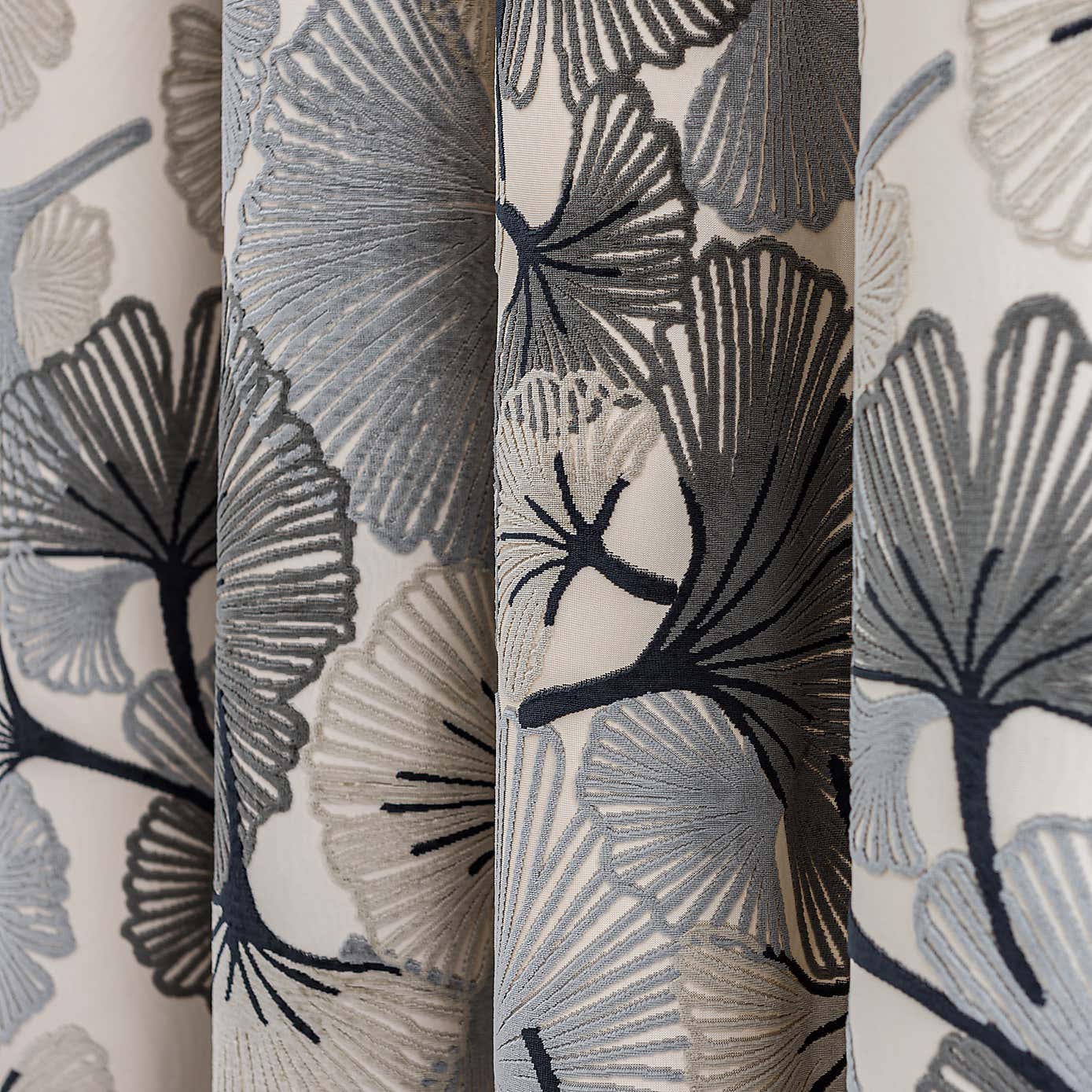 Gingko Cut Velvet Eyelet Curtains