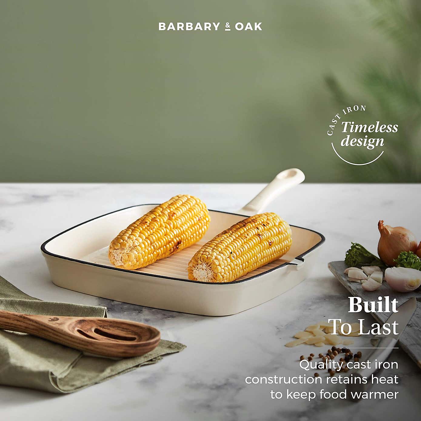 Barbary & Oak Cast Iron Grill Pan, 23cm