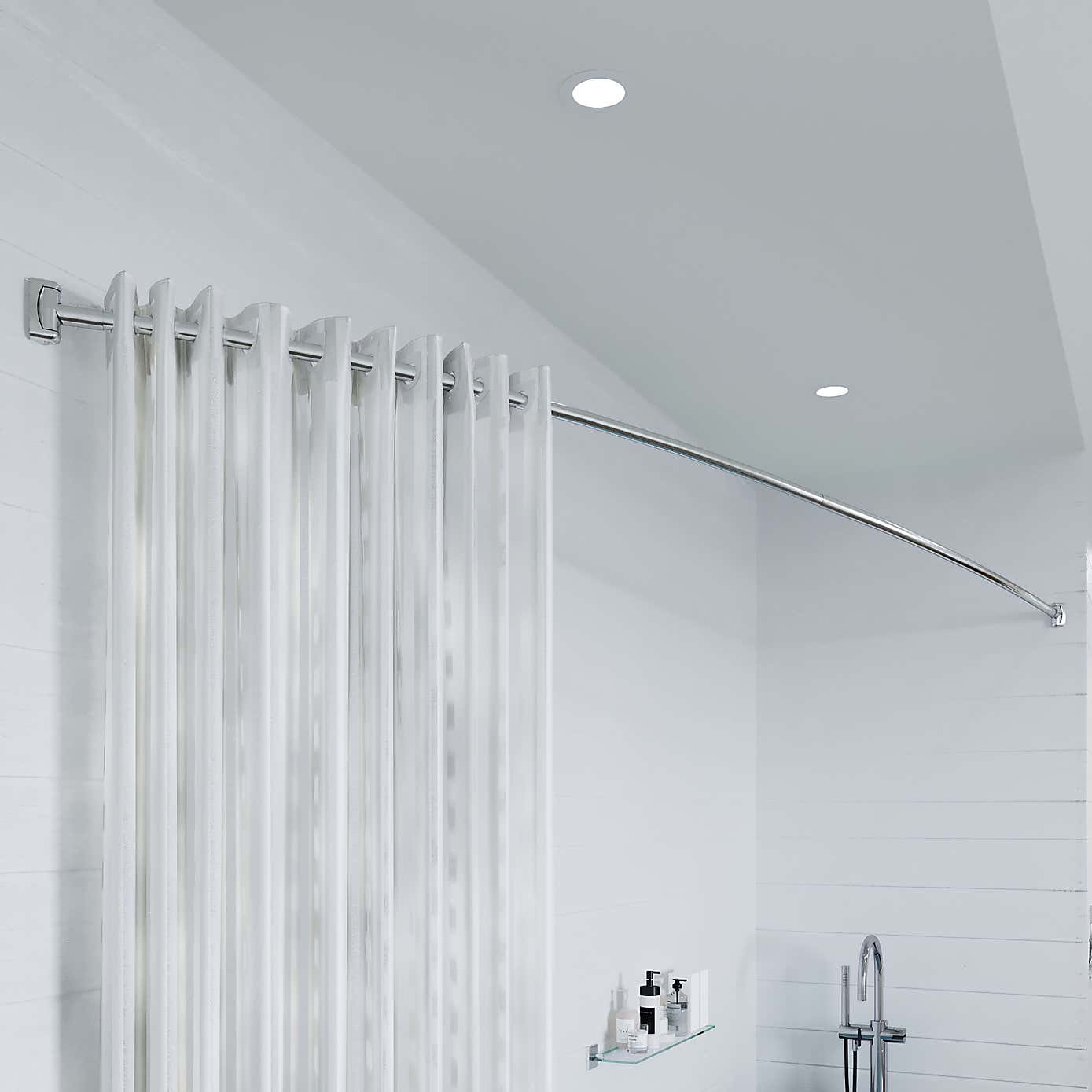 Premium Extendable Curved Stainless Steel Shower Rail