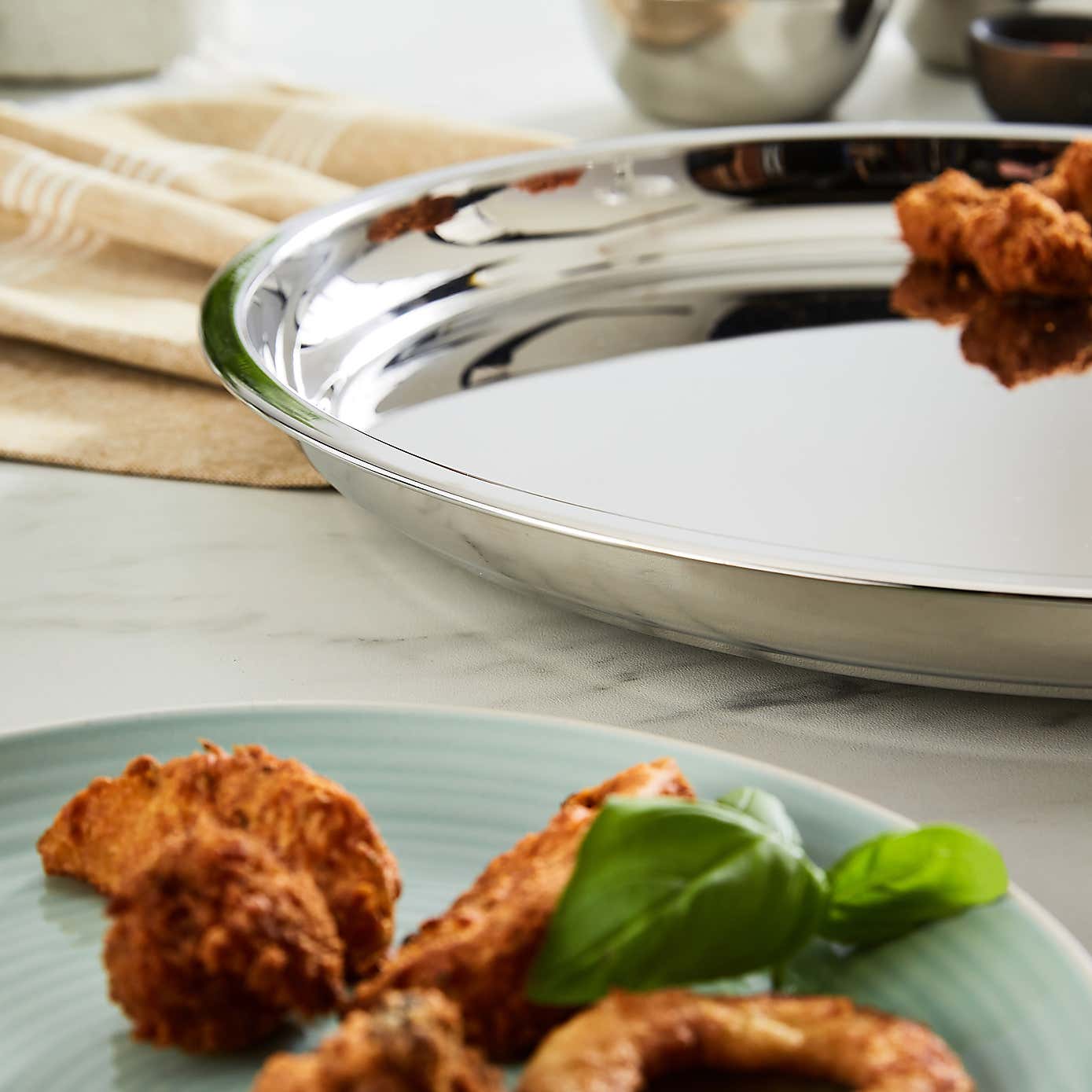 Round Stainless Steel Serving Tray