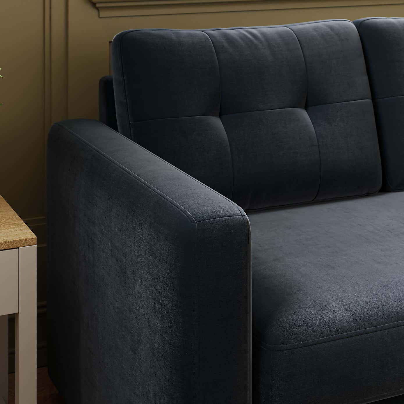 Barker Velvet Trundle Corner Chaise Sofa Bed