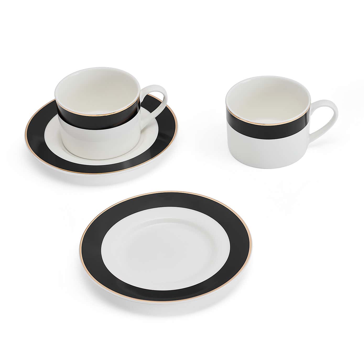 Mikasa Set of 2 Luxury Deco Clay Teacups & Saucers