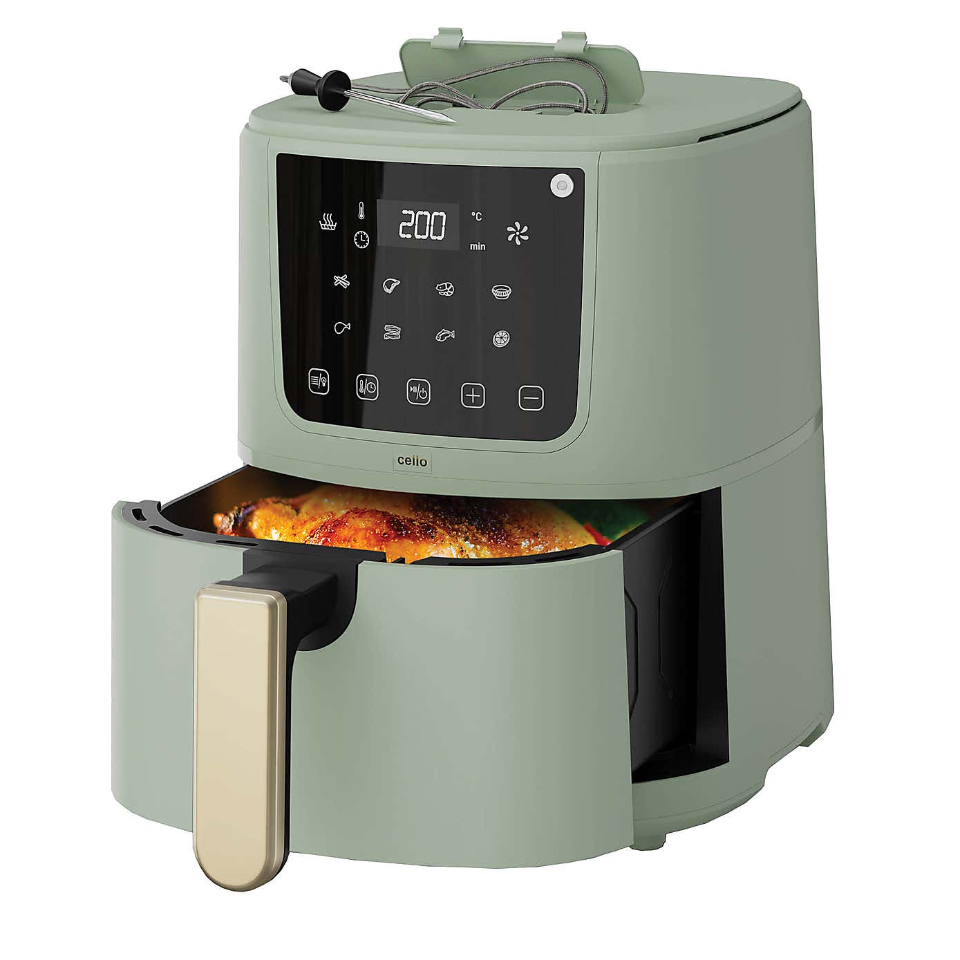 Cello Single Basket Air Fryer with Food Thermometer