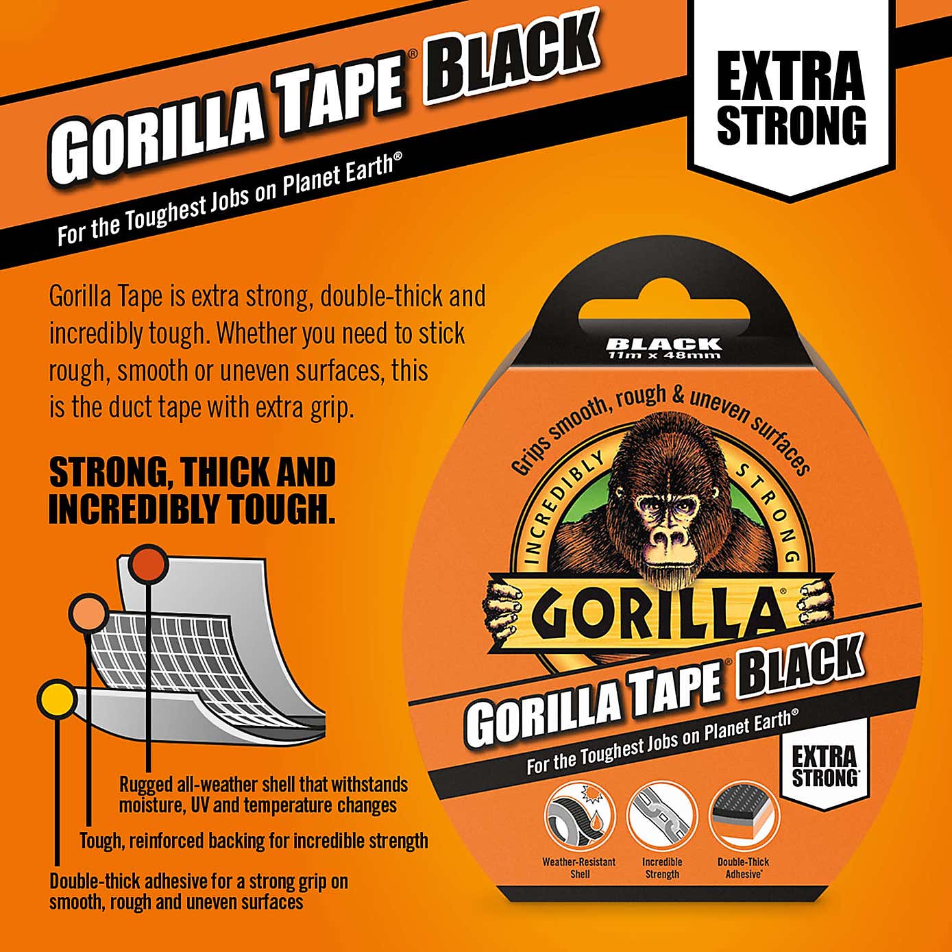 Gorilla Tape Black 32m