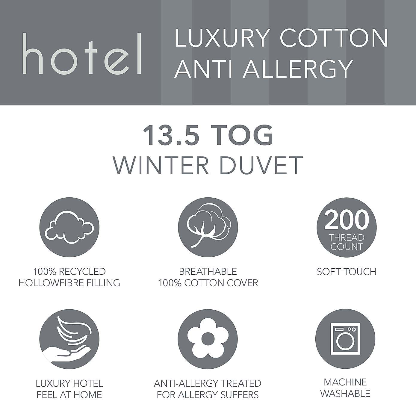 Hotel Luxury Cotton Anti Allergy 13.5 Tog Winter Duvet