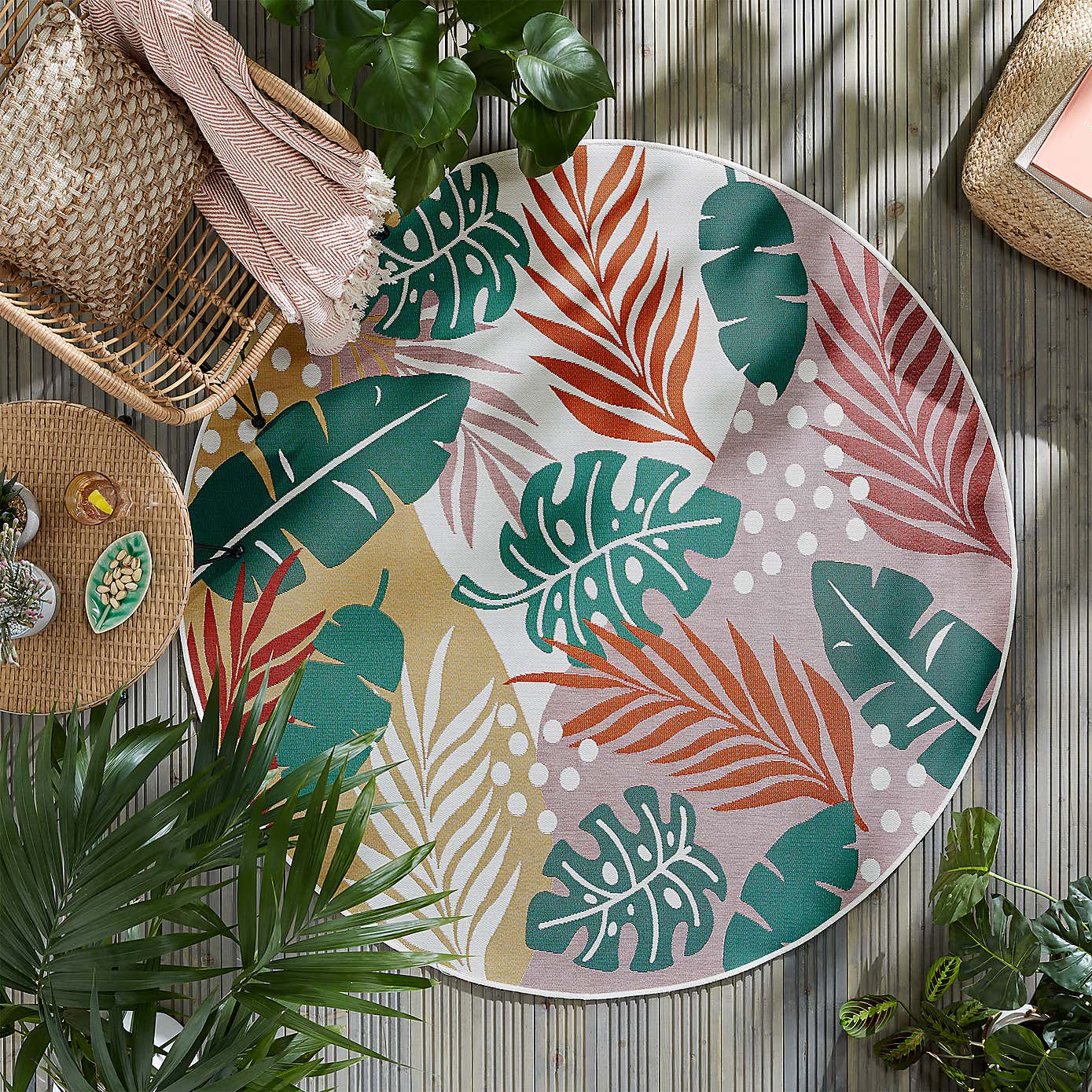 Hawaii Tropical Indoor Outdoor Circle Rug