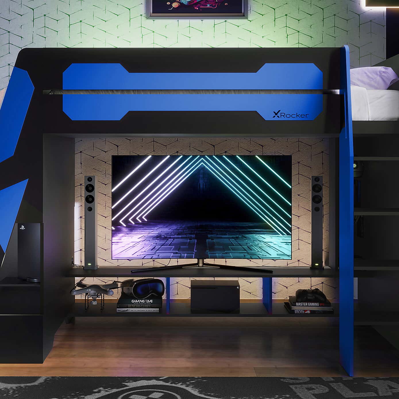 X Rocker Garrison High Sleeper Gaming Bed with Desk