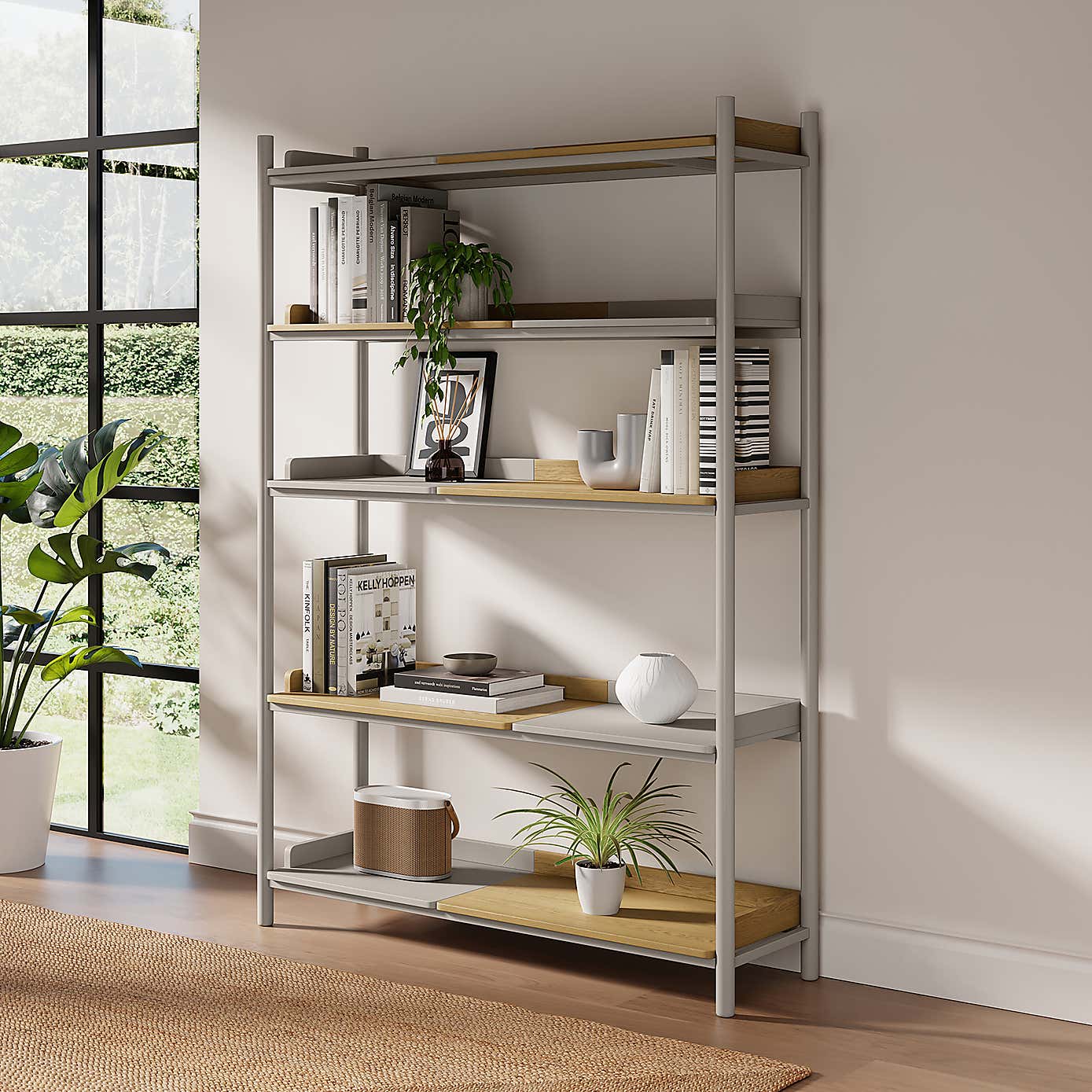 Halsey Tall Shelving Unit, Oak Effect