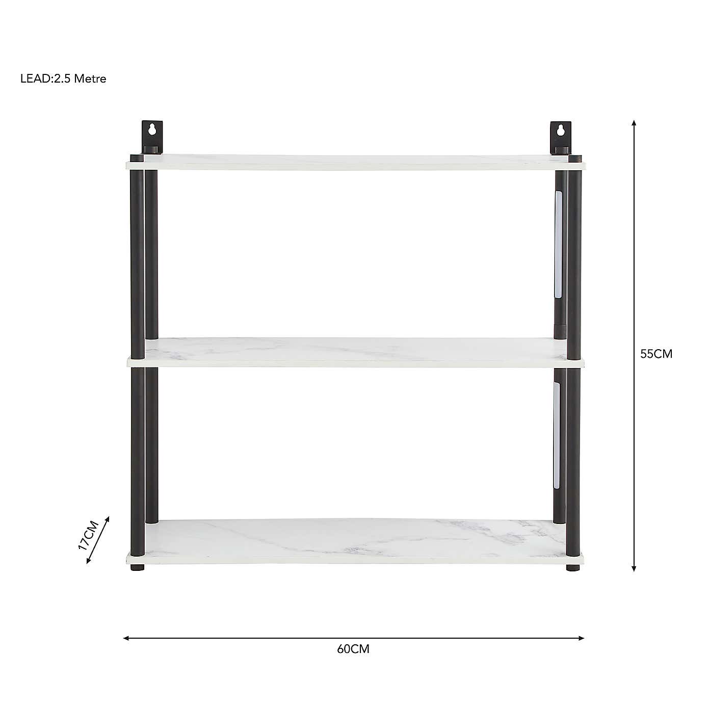 Aiko Wall Unit with LED Lights Black and Faux Marble