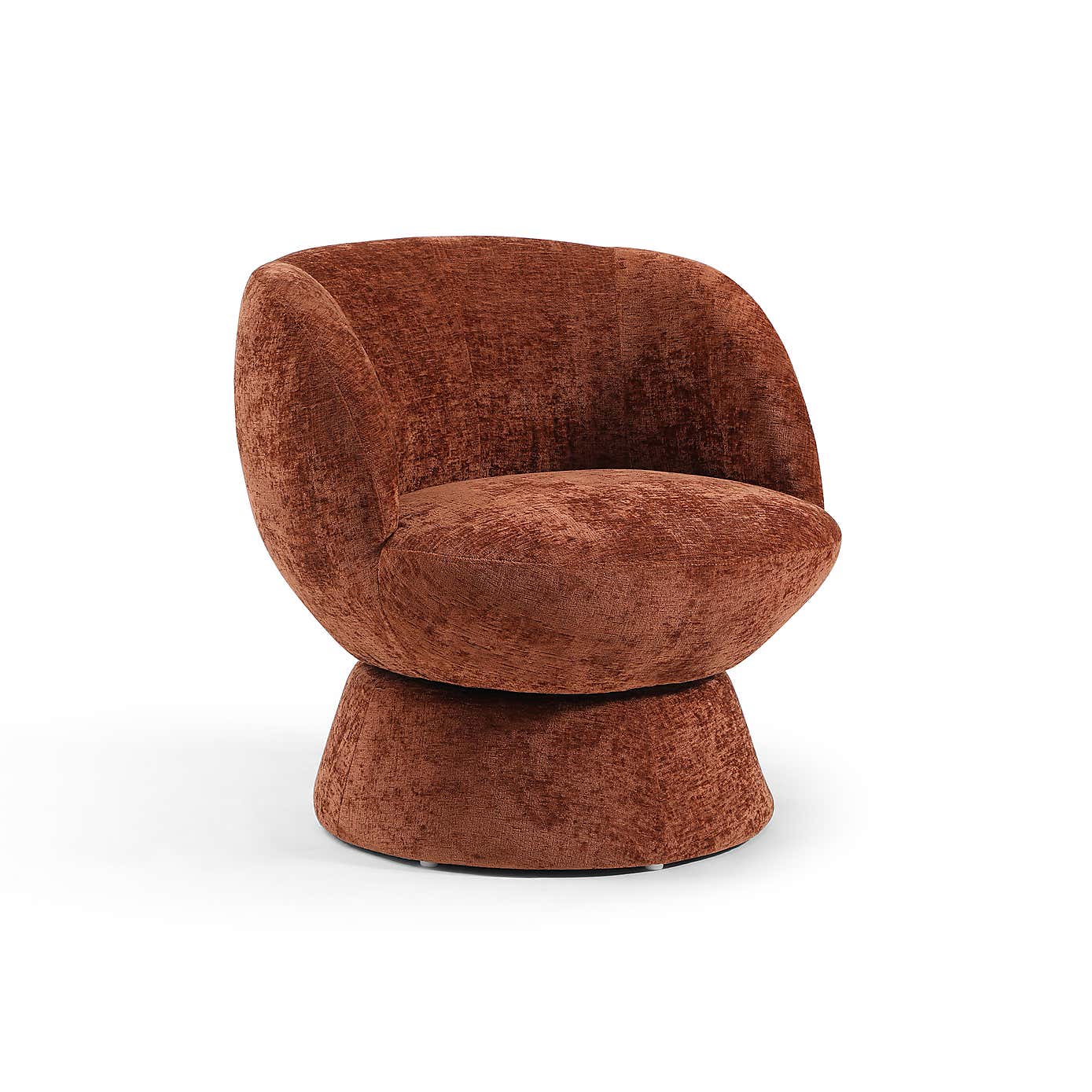 Tulip Chenille Curved Swivel Accent Chair