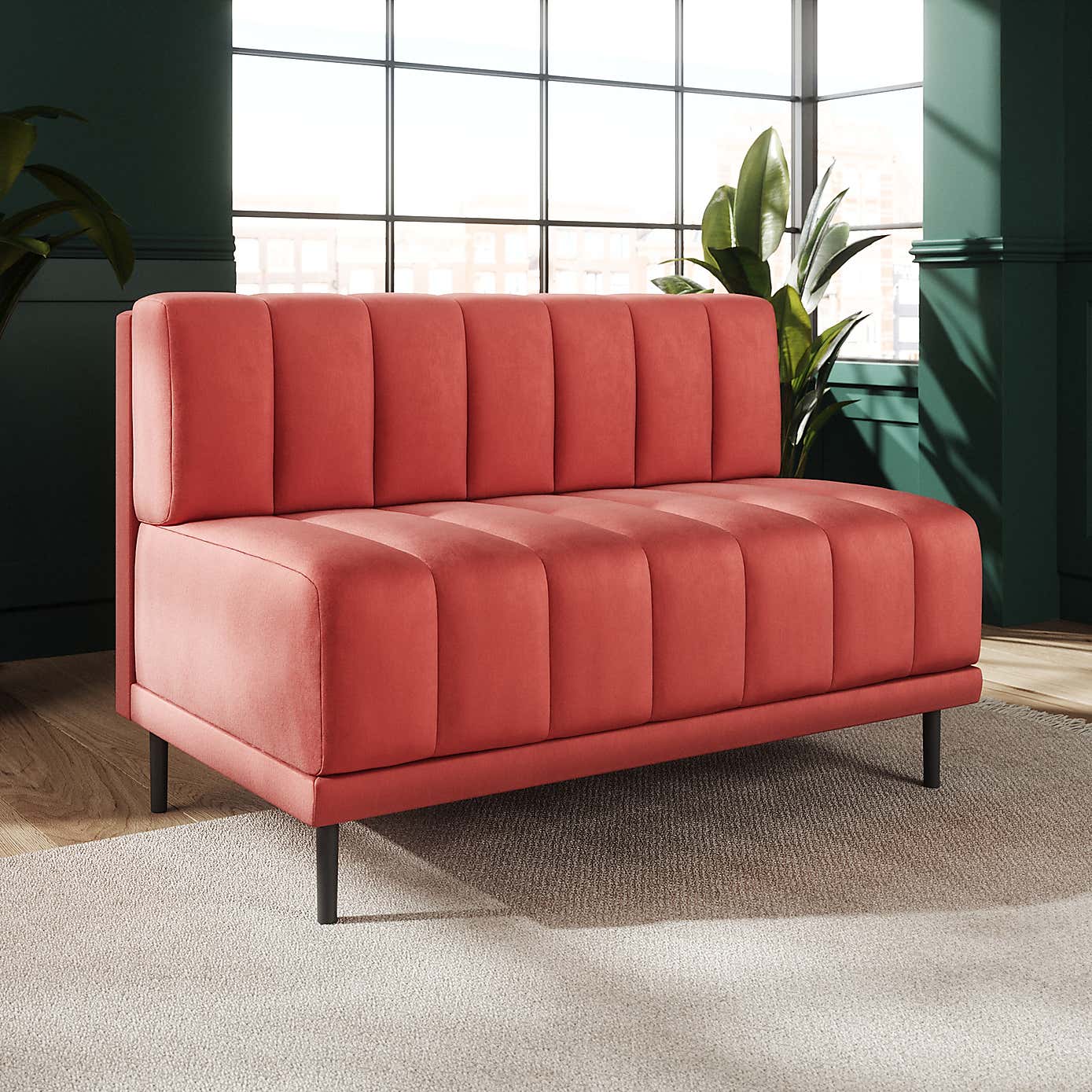 Amali Long Dining Bench, Matte Plush Velvet