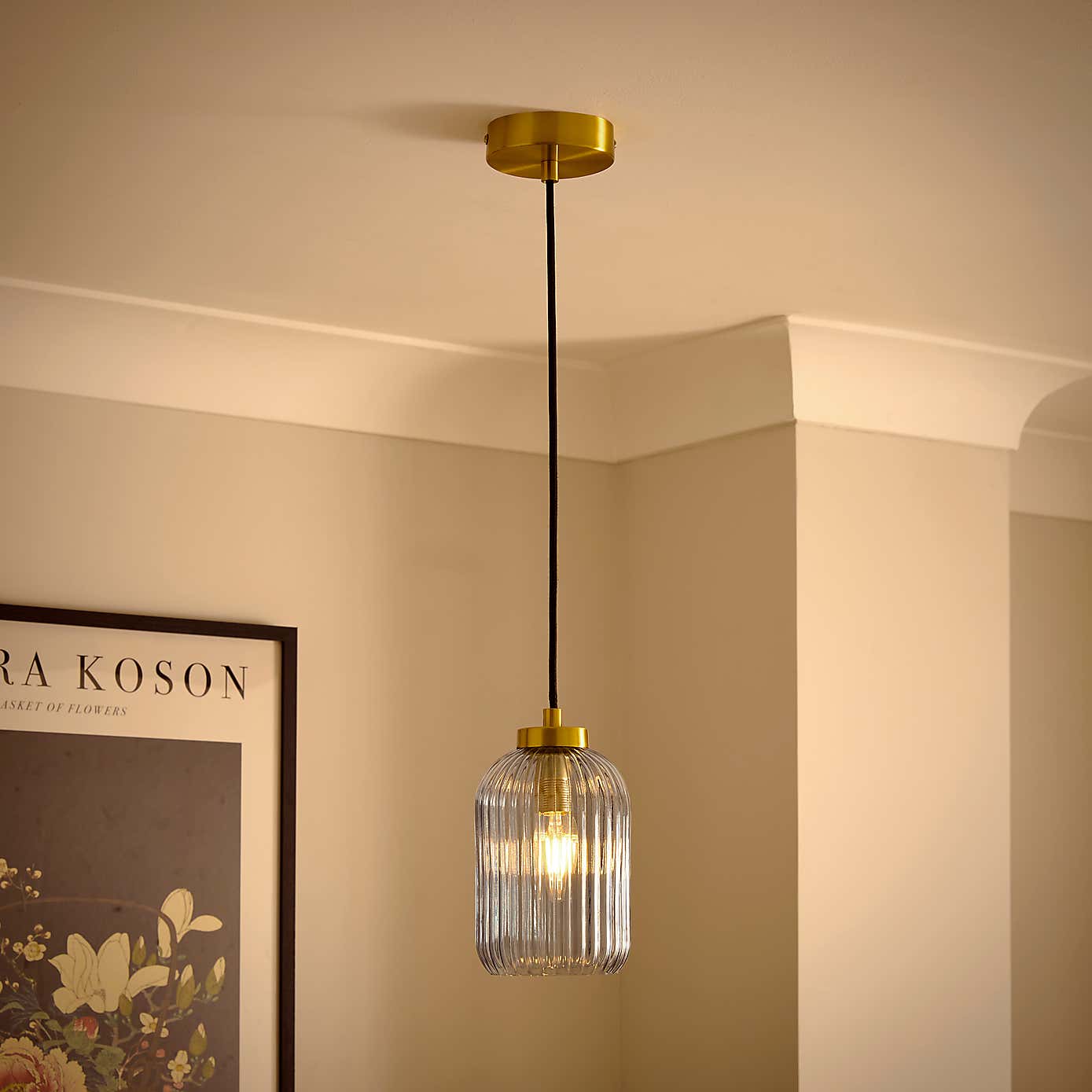 Riley Industrial Ribbed Adjustable Pendant Light