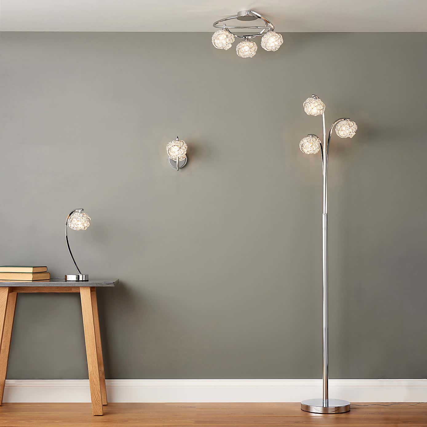 Cecilie 3 Arm Chrome Floor Lamp