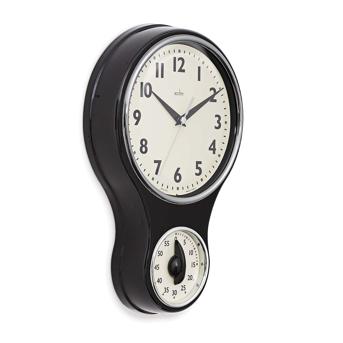 Acctim Kitchen Time Retro Wall Clock Timer Quartz 20cm