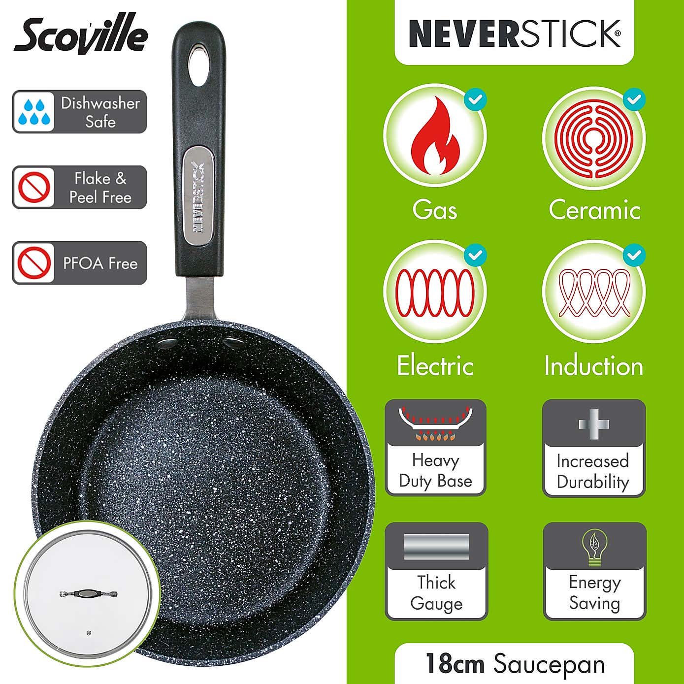Scoville Neverstick Non-stick Aluminium Saucepan, 18cm