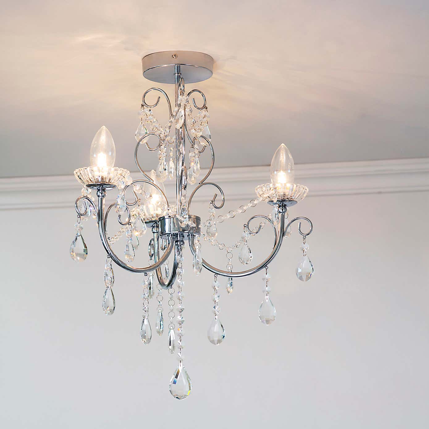 Vogue Tabitha 3 Light Semi Flush Ceiling Fitting Chrome