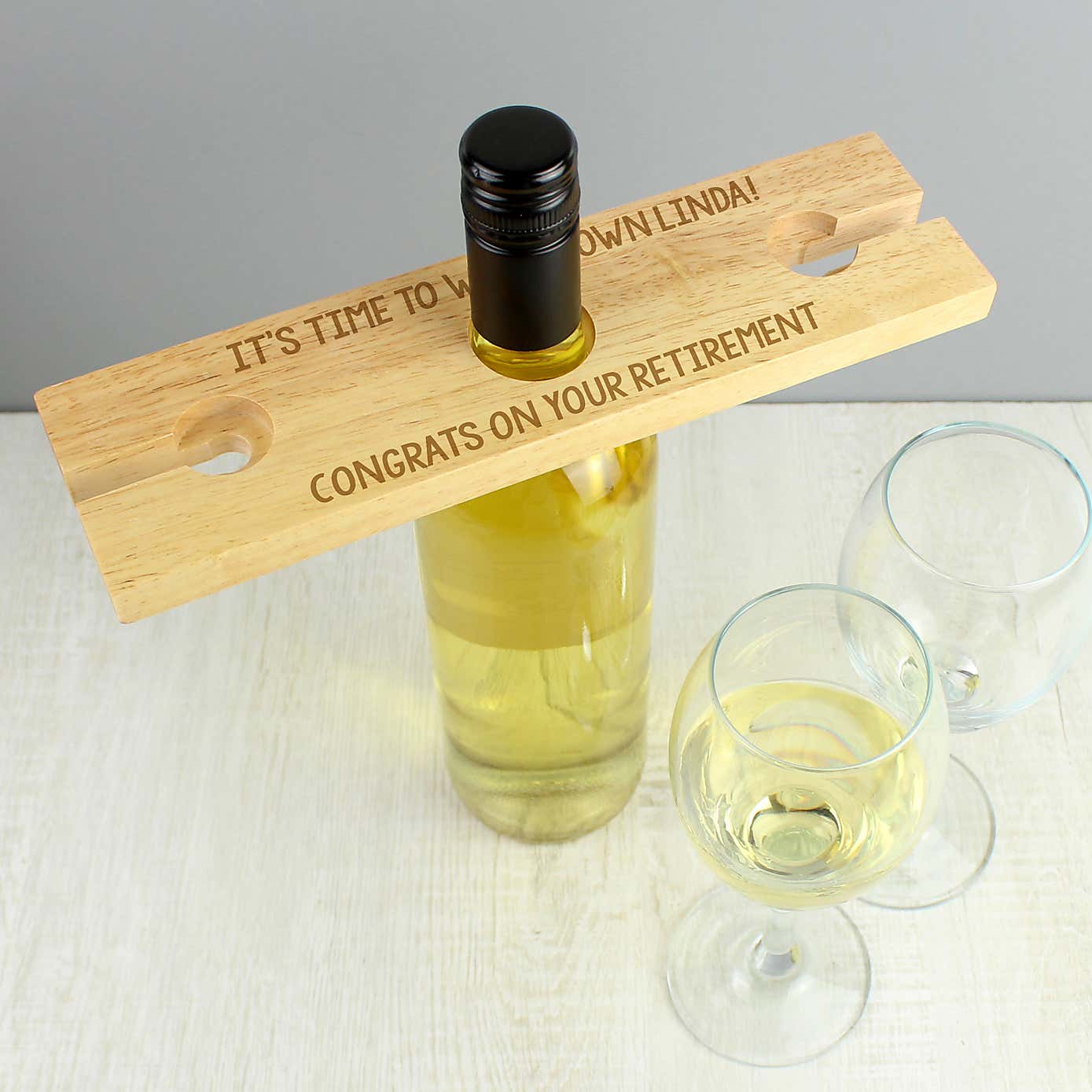 Personalised Wooden Wine Glass and Bottle Holder