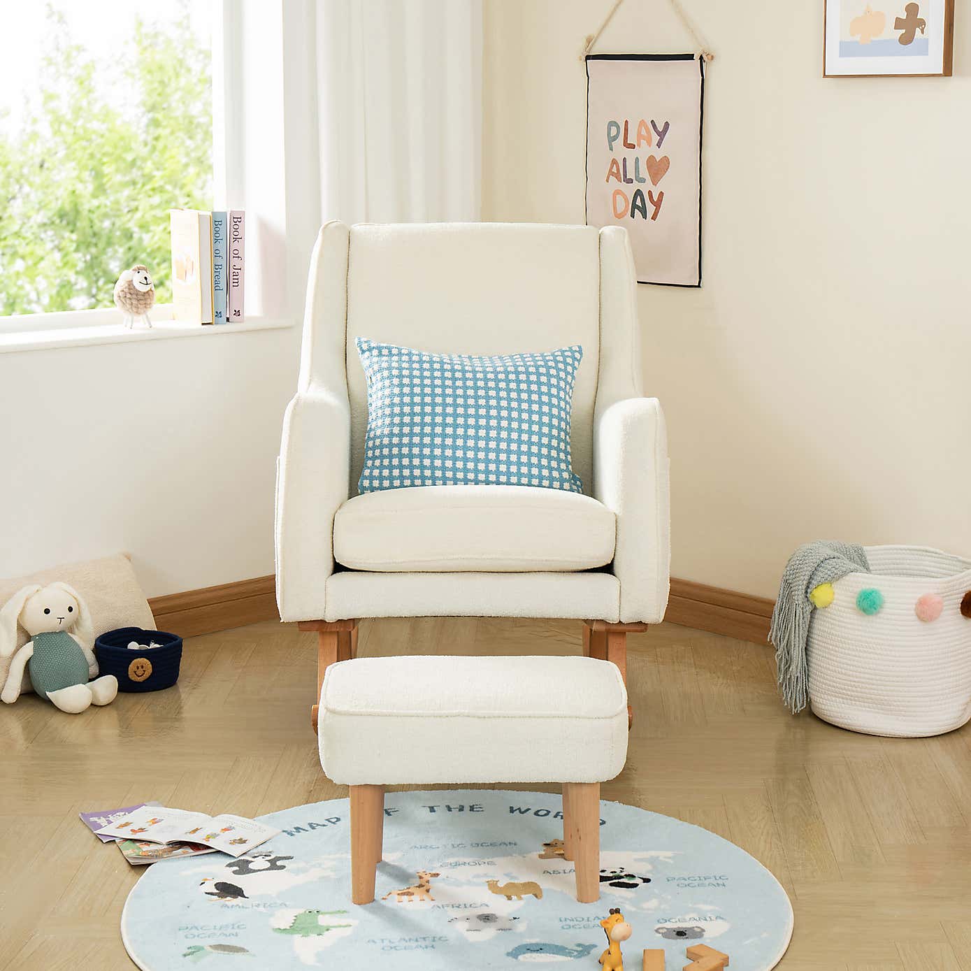 Ida Boucle Nursing Chair with Stool
