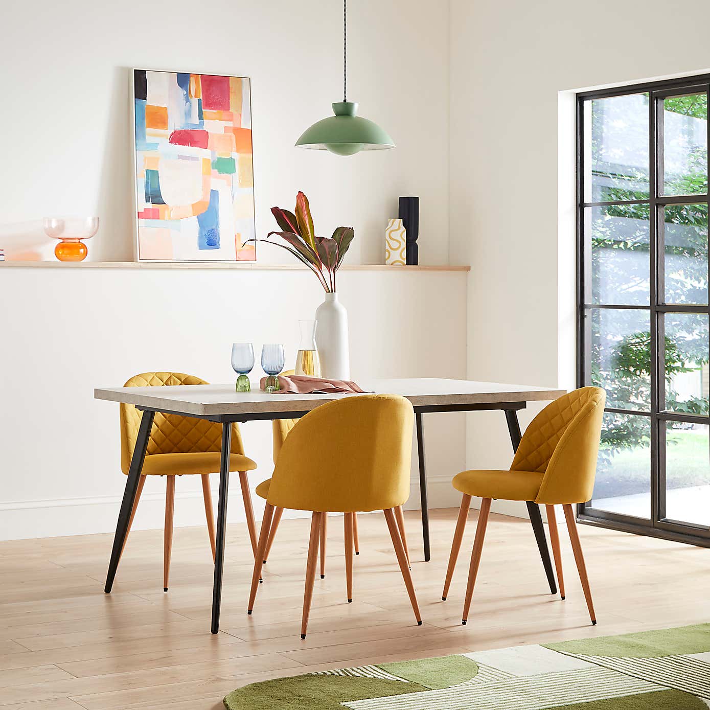 Zuri Rectangle Extending Dining Table, 150cm to 180cm Concrete Effect