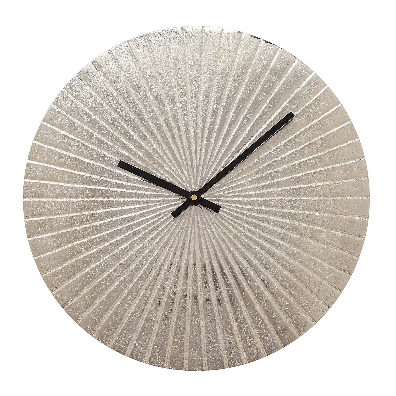 Interval Starburst Silver Metal Wall Clock