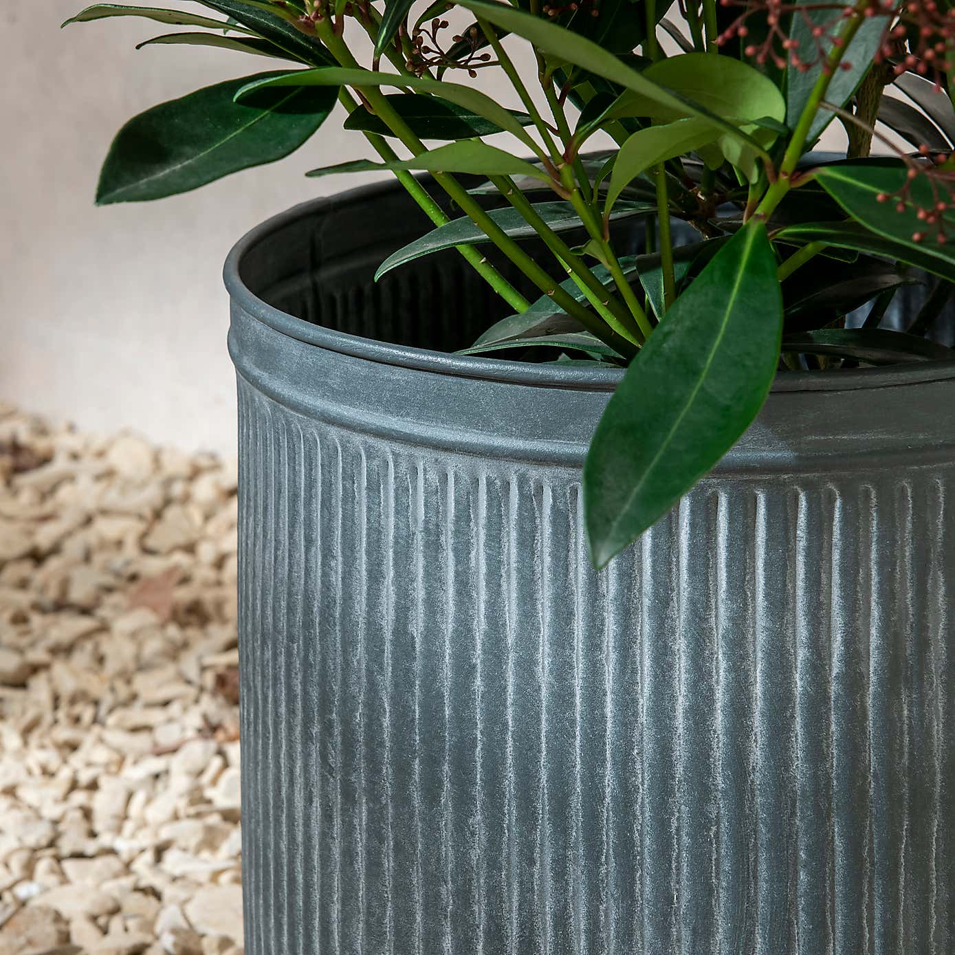 Round Galvanised Planter