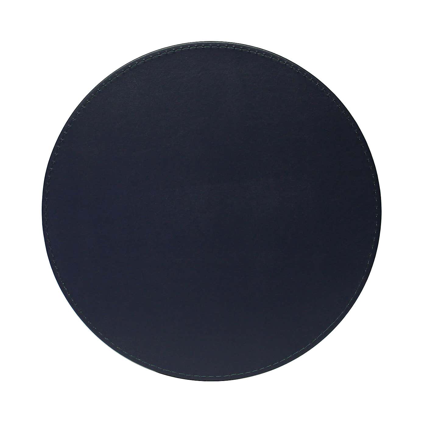 Set of 4 Peacock & Navy Faux Leather Reversible Round Placemats