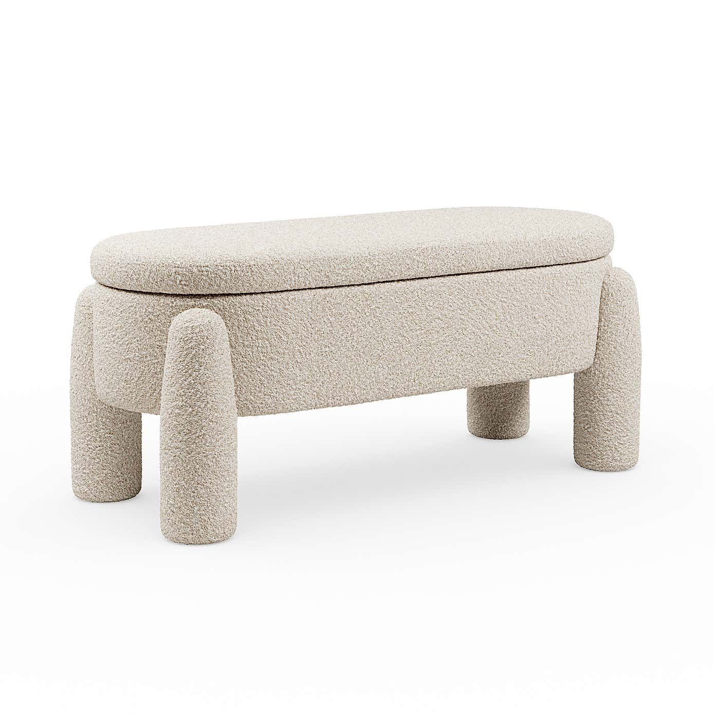 Romy Boucle Natural Storage Ottoman
