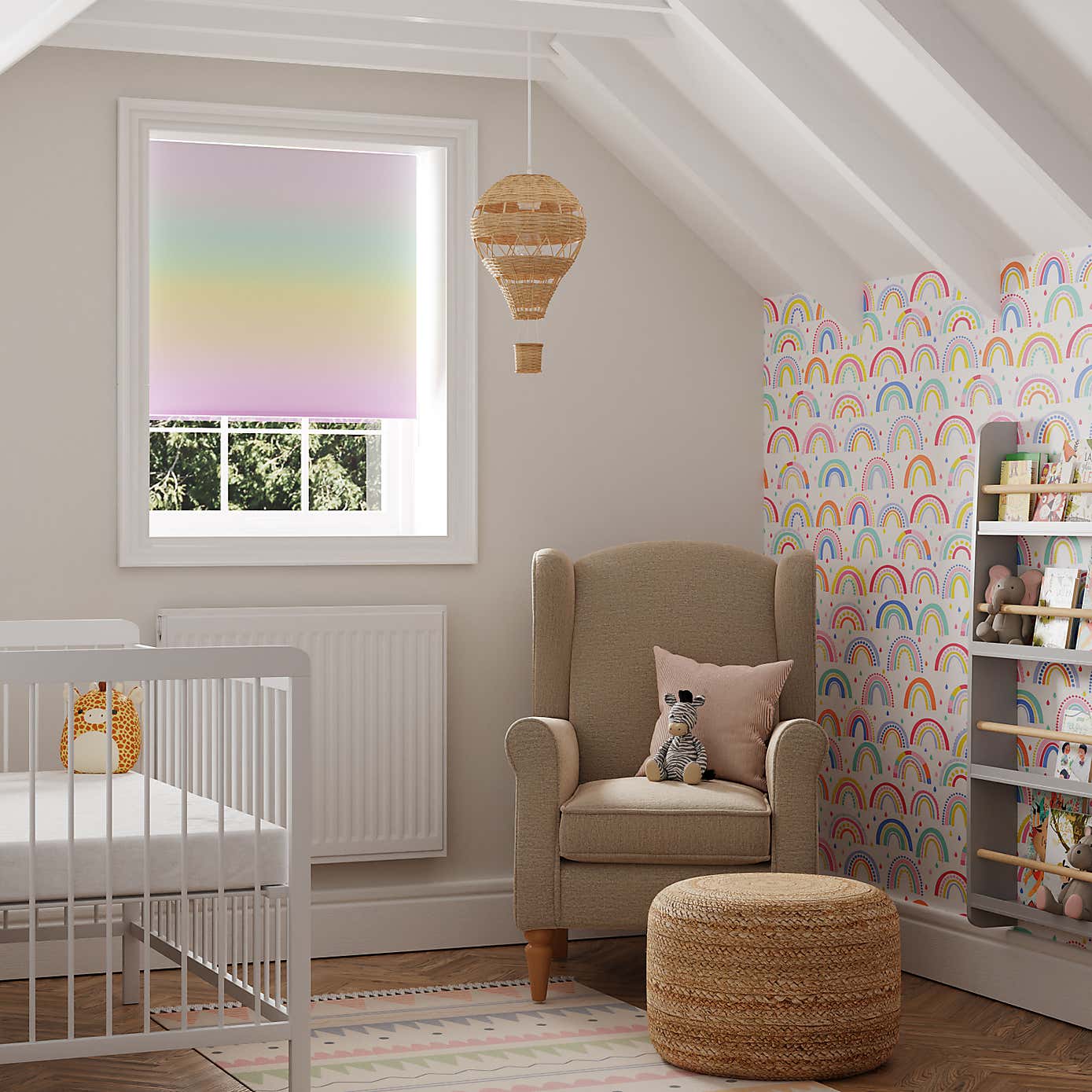 Ombre Rainbow Twist Safe Blackout Roller Blind