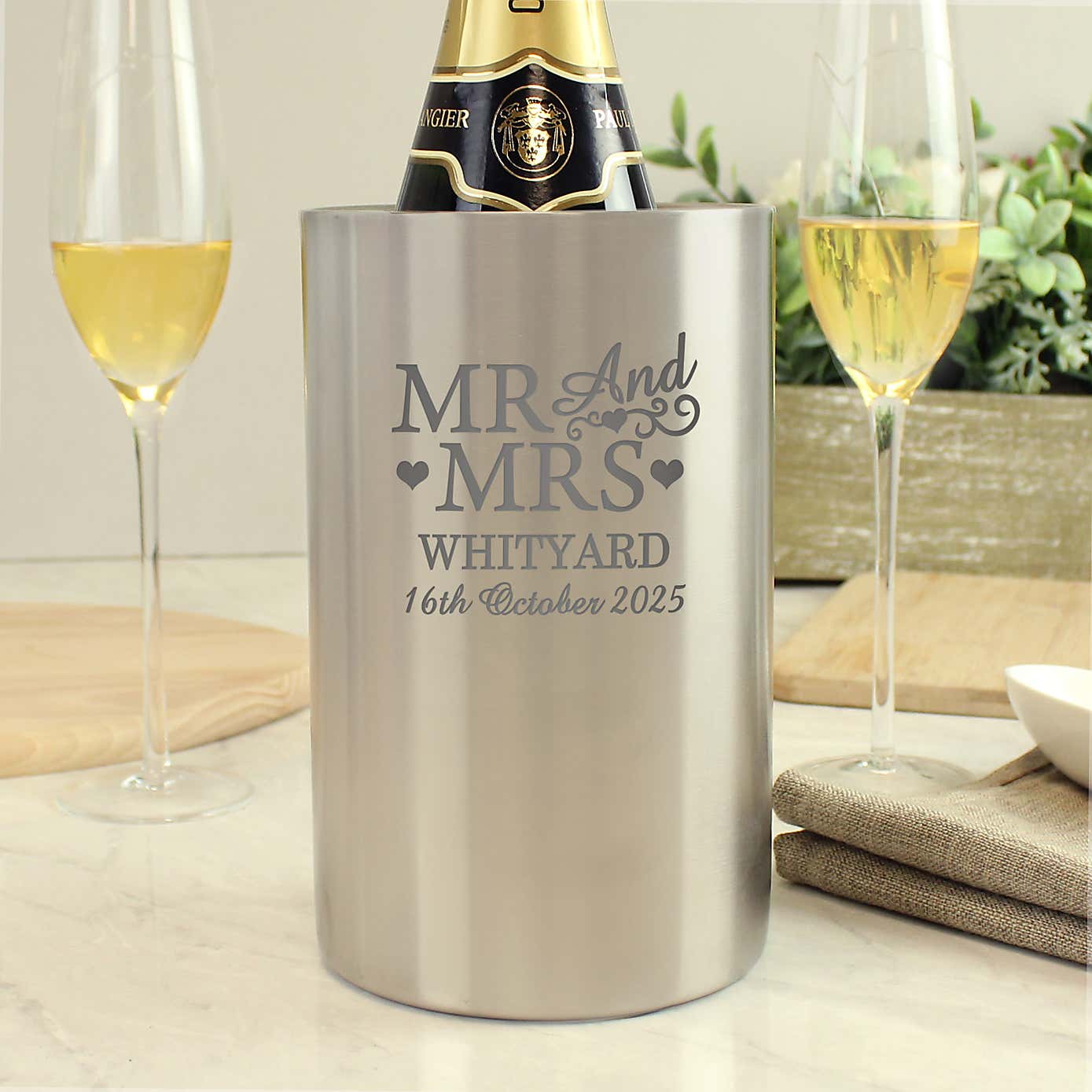 Personalised Mr and Mrs Wine Cooler