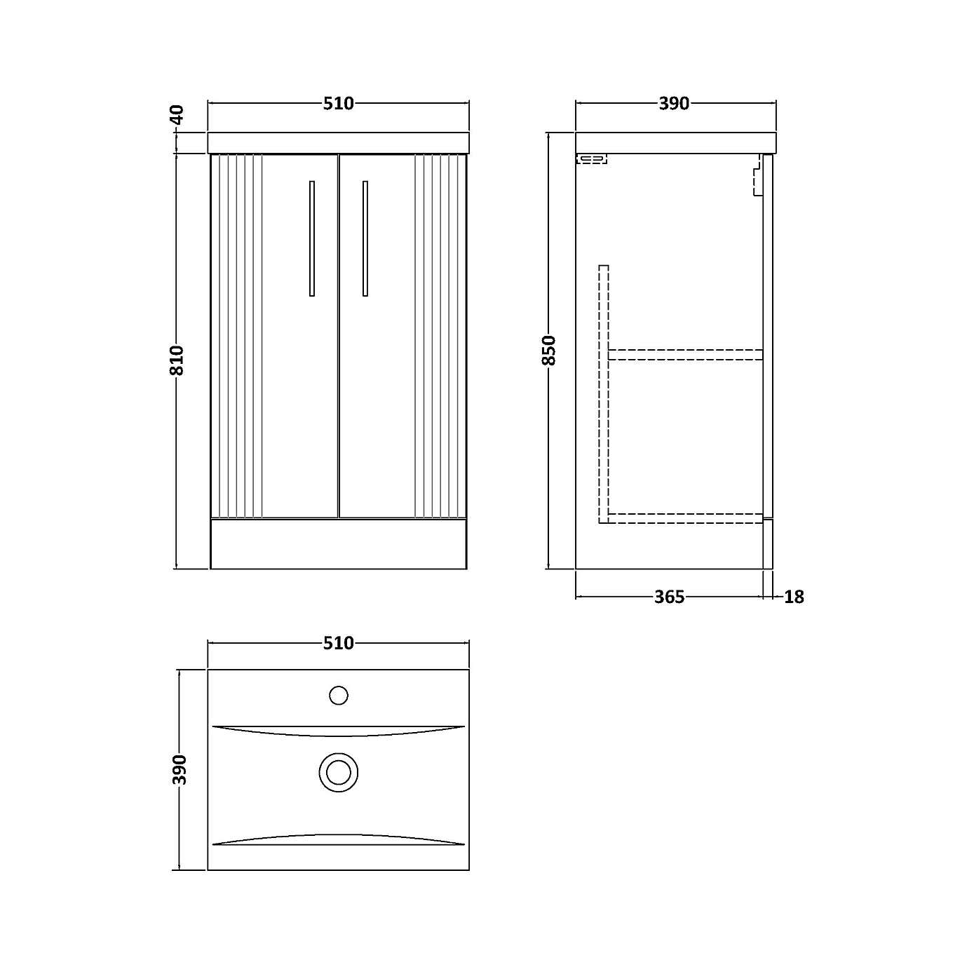 Deco Floor Standing 2 Door Vanity Unit with Basin