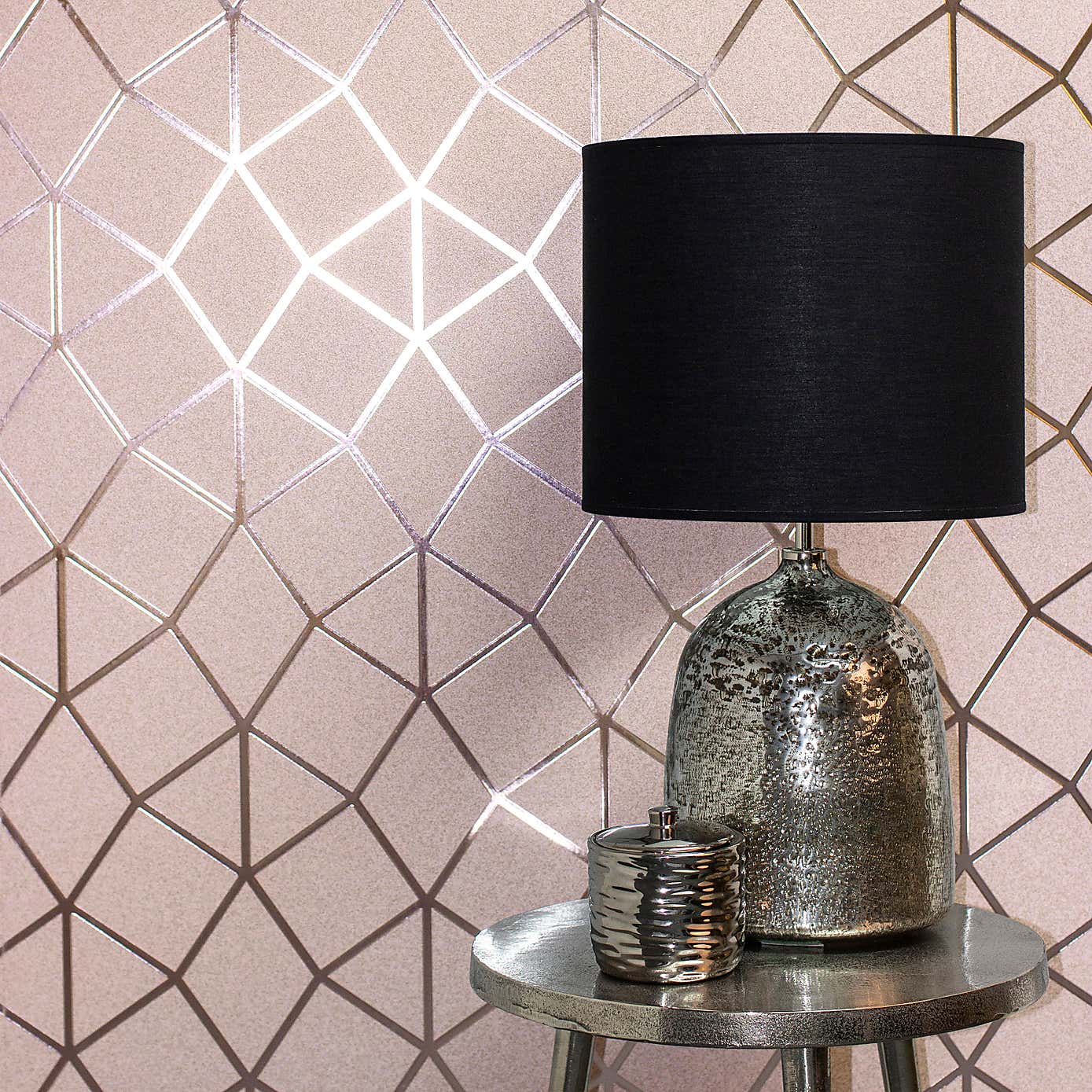 Platinum Geo Trellis Vinyl Wallpaper