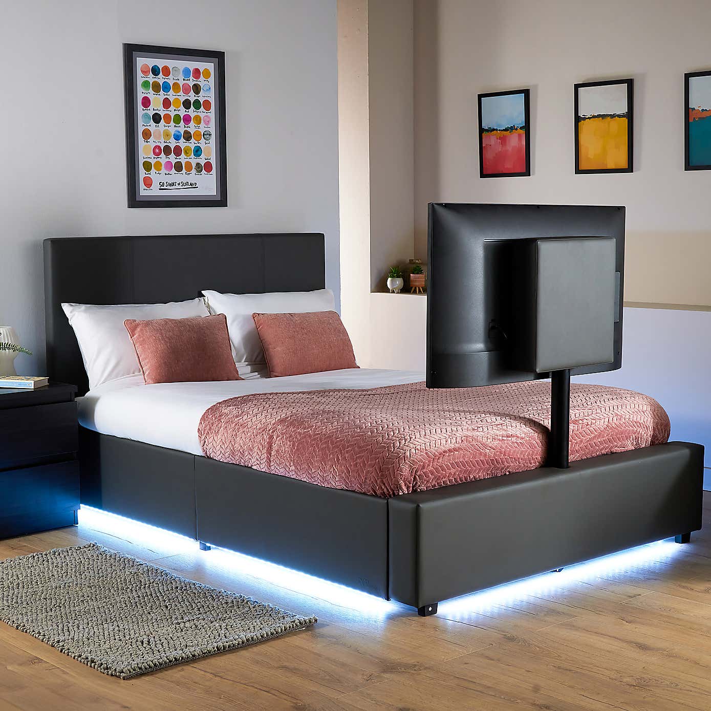 X Rocker Living Ava TV Bed with LED Lights and TV Mount