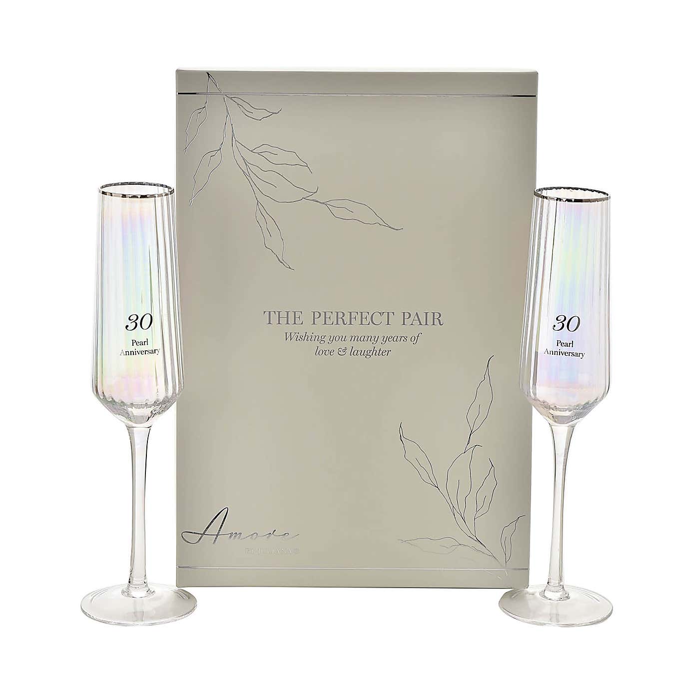 Amore Set of 2 30th Anniversary Flute Glasses