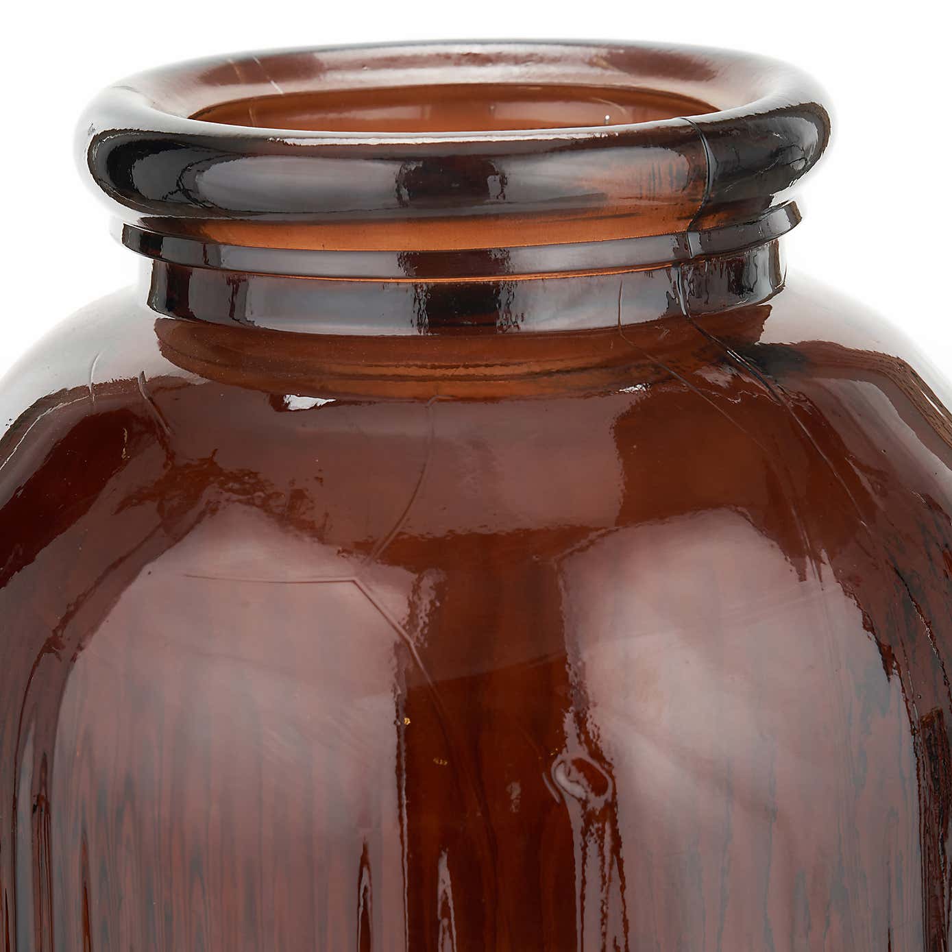 Tall Ribbed Recycled Glass Vase