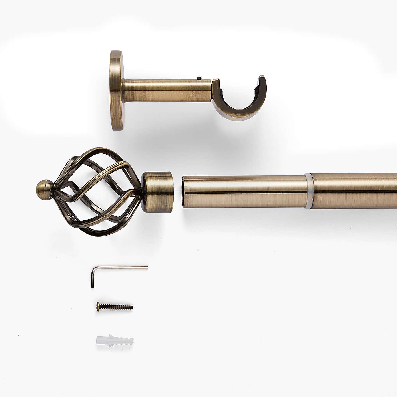 Caged Ball Extendable Metal Eyelet Curtain Pole