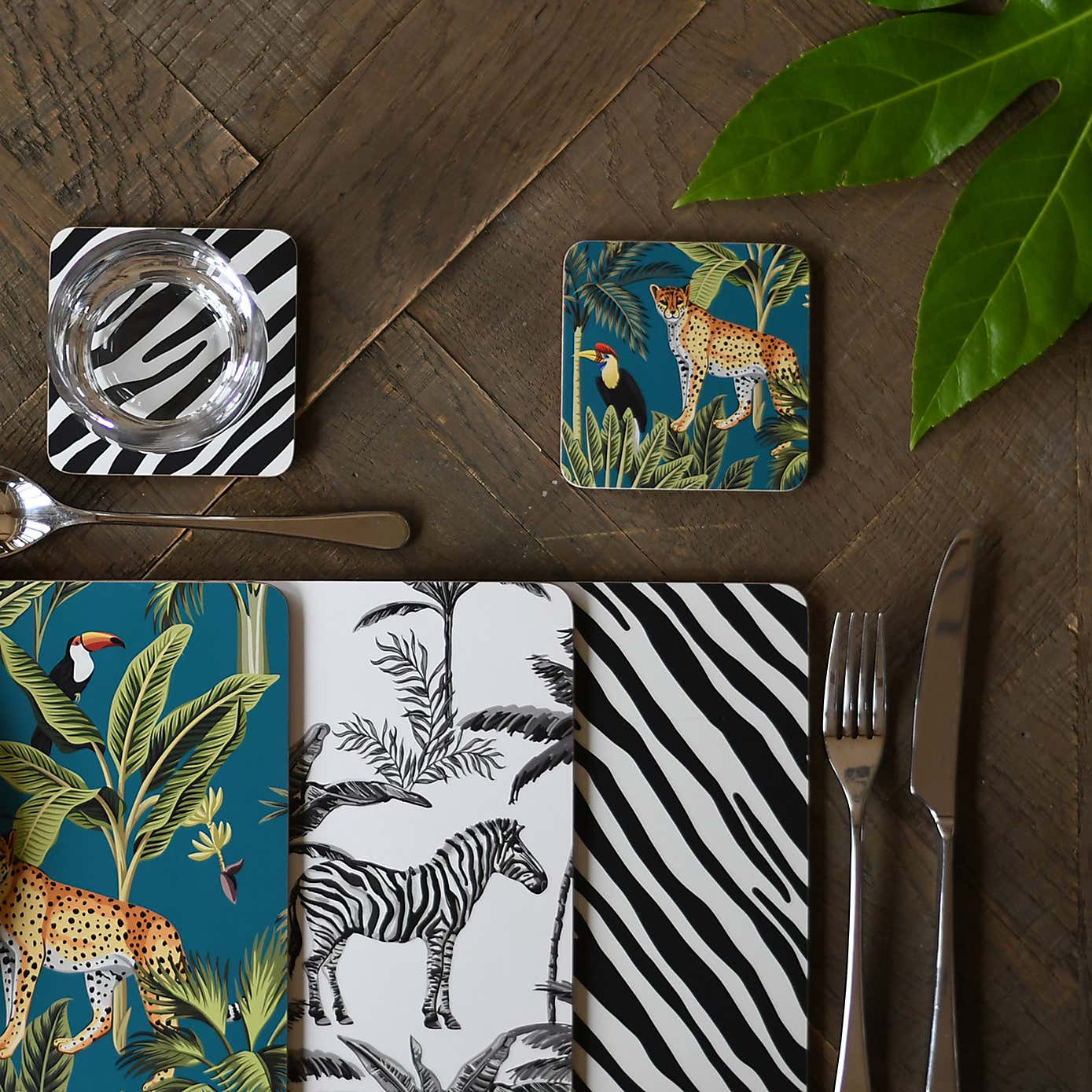 Madagascar Set of 4 Cheetah Teal Coasters