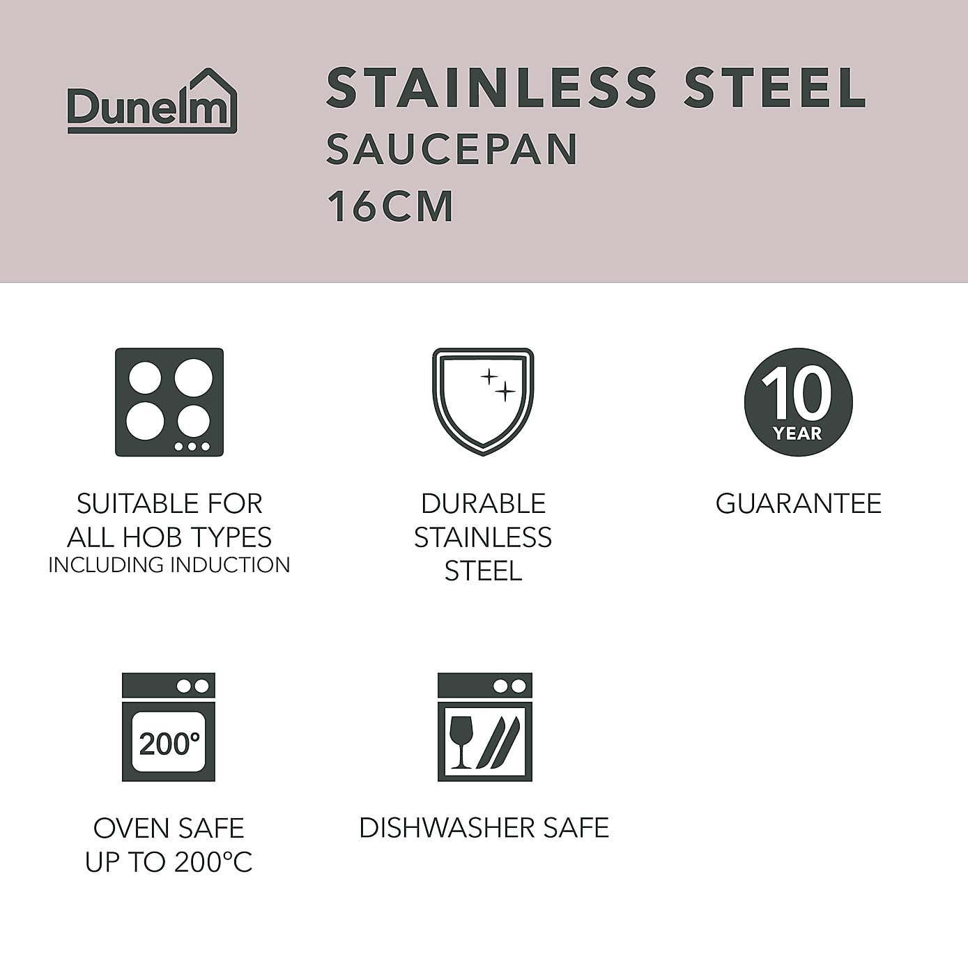 Recycled Stainless Steel Saucepan, 16cm