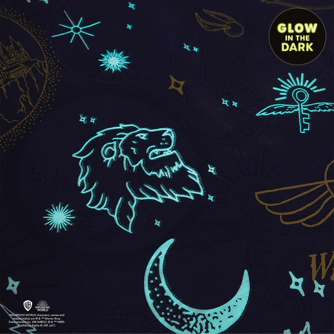 Harry Potter Hogwarts Glow in The Dark Duvet Cover and Pillowcase Set