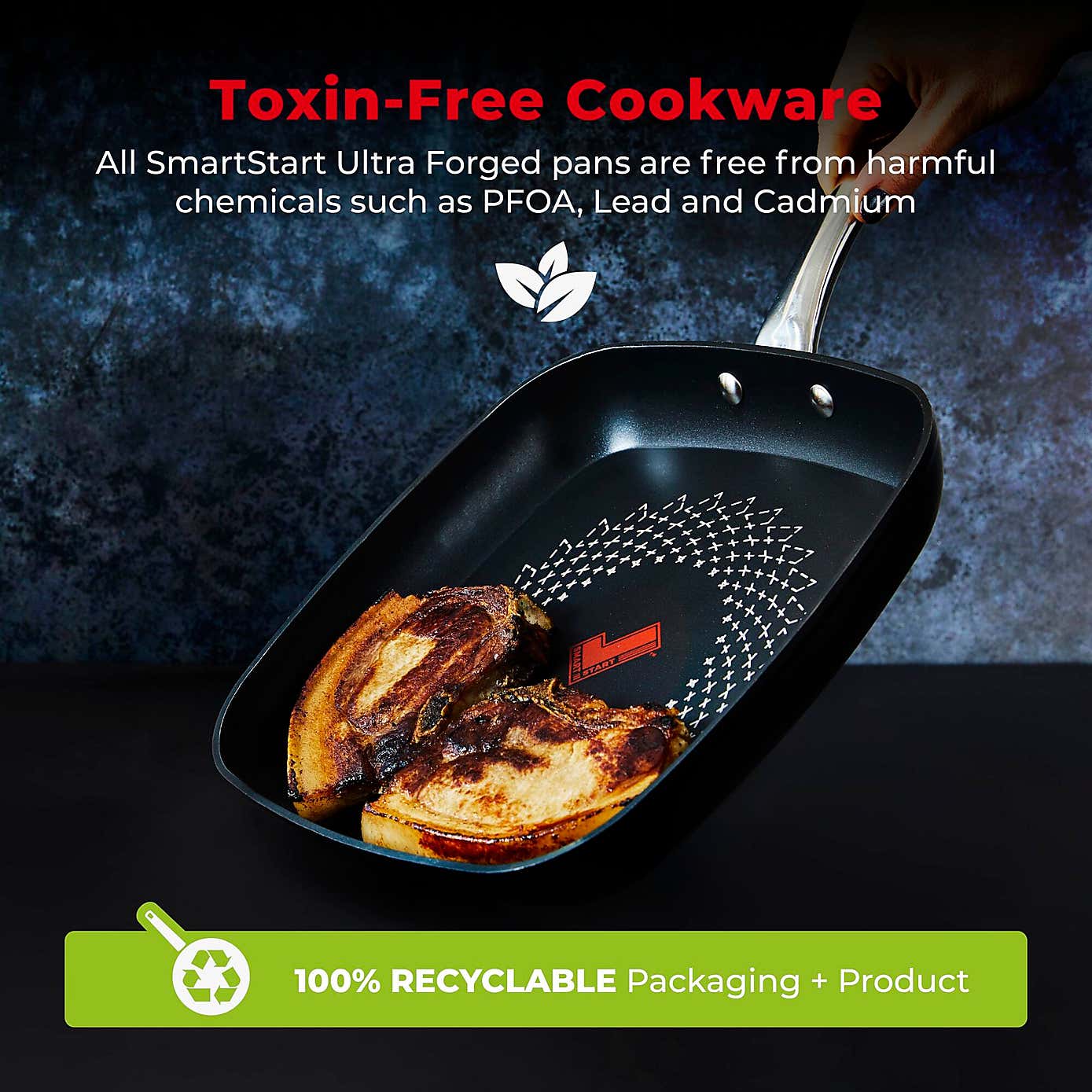 Tower Smart Start Non-Stick Ultra Forged Aluminium Grill Pan, 26cm