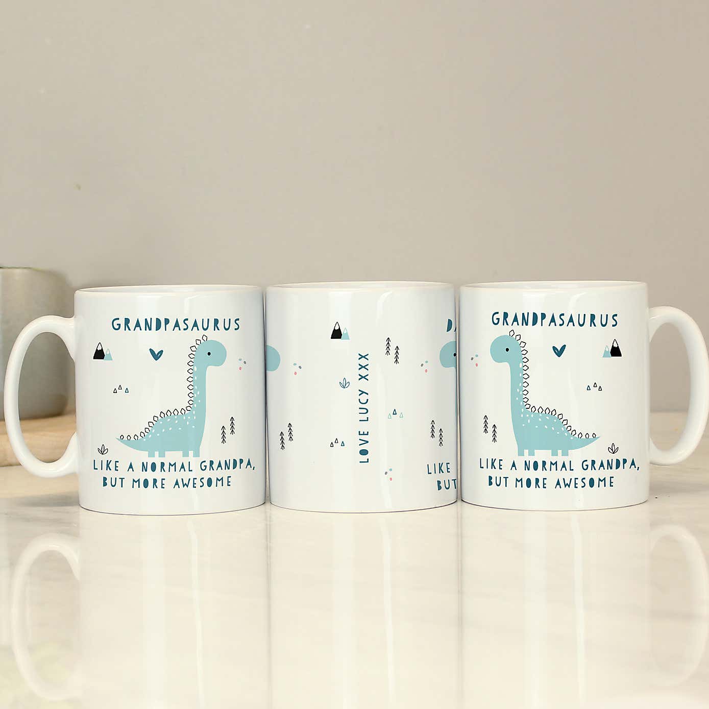 Personalised More Awesome Blue Dinosaur Mug