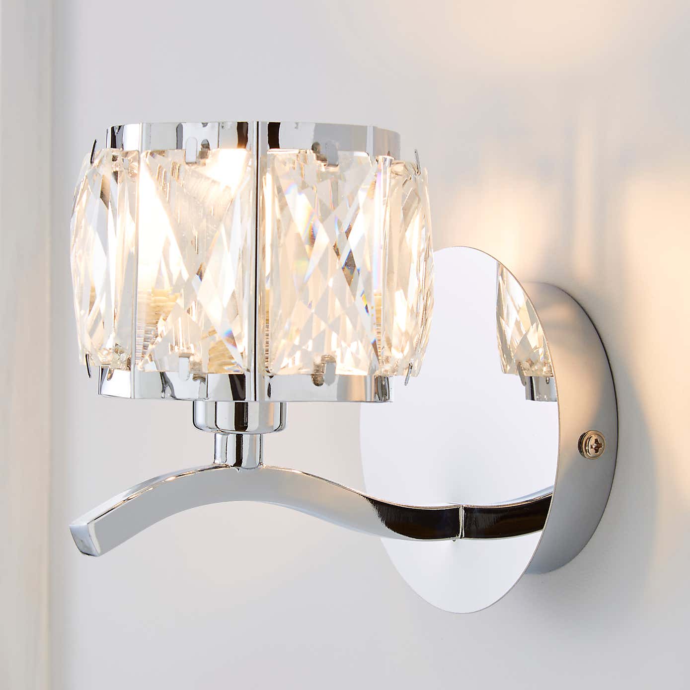 Kleio Glass Chrome Wall Light Twin Pack