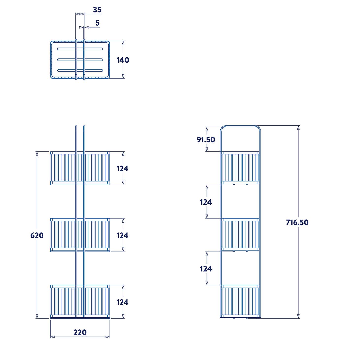 Black & Bamboo Free Standing 3 Tier Storage Caddy