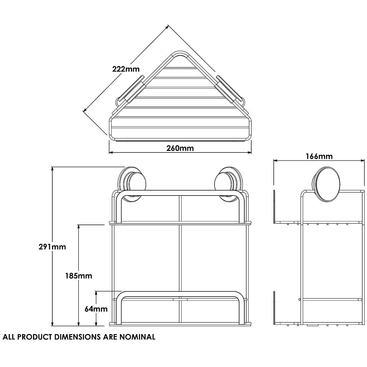 Croydex Stick-n-Lock 2 Tier Corner Basket