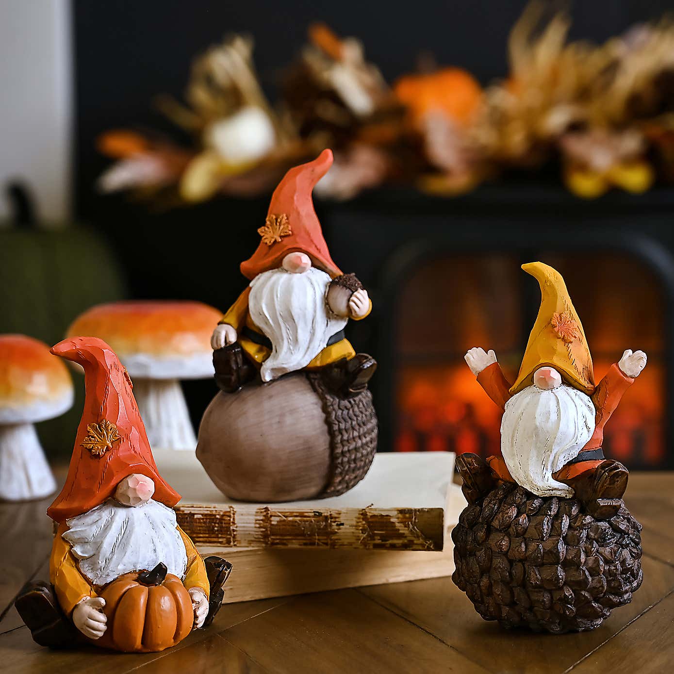 Autumn Gnome Sat on Pinecone Ornament