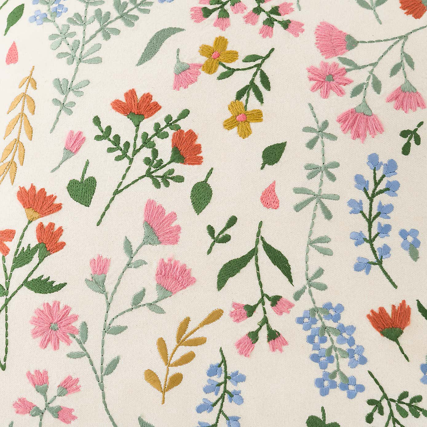 Embroidered Ditsy Floral Cushion