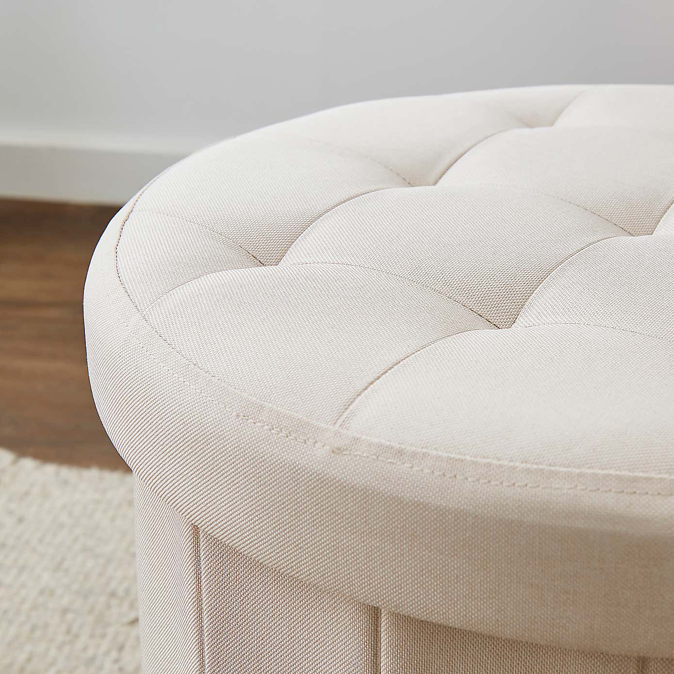 Round Grey Shoe Storage Ottoman