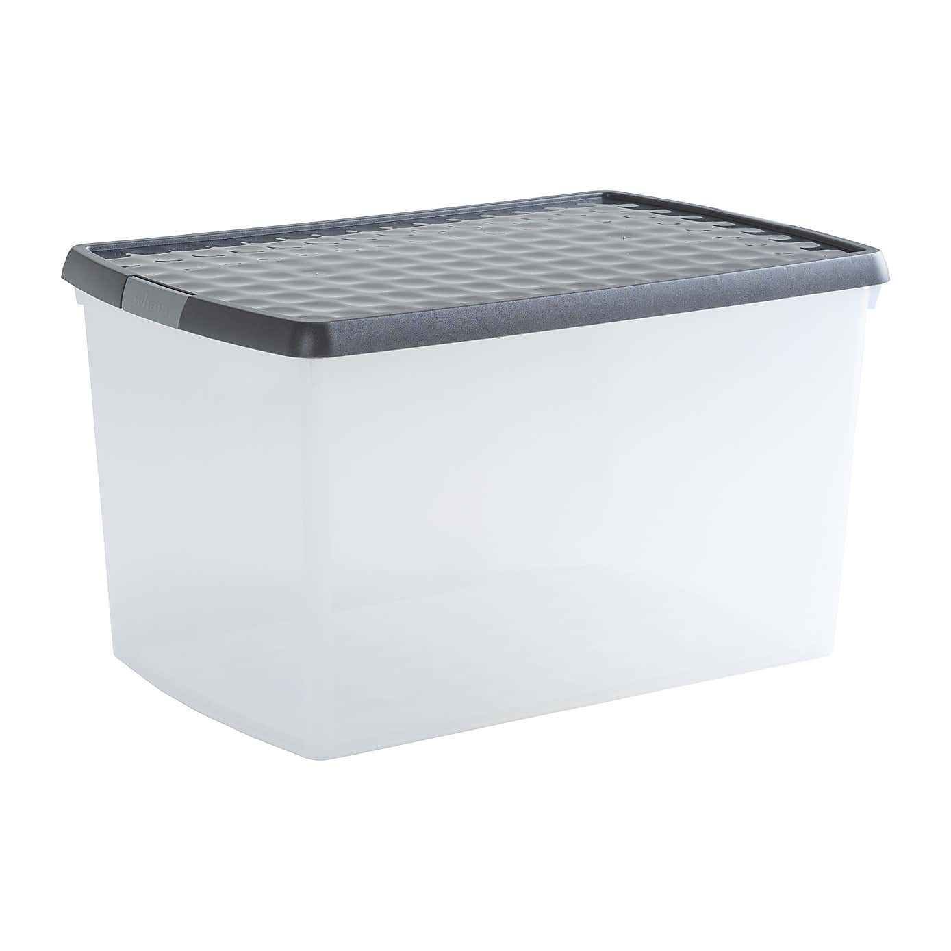Wham Crystal Pack of 4 62L Clip Lock Storage Boxes with Lids
